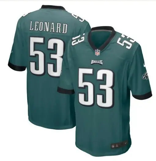 Philadelphia Eagles Leonard 53 green Nike Game Jersey front and back display
