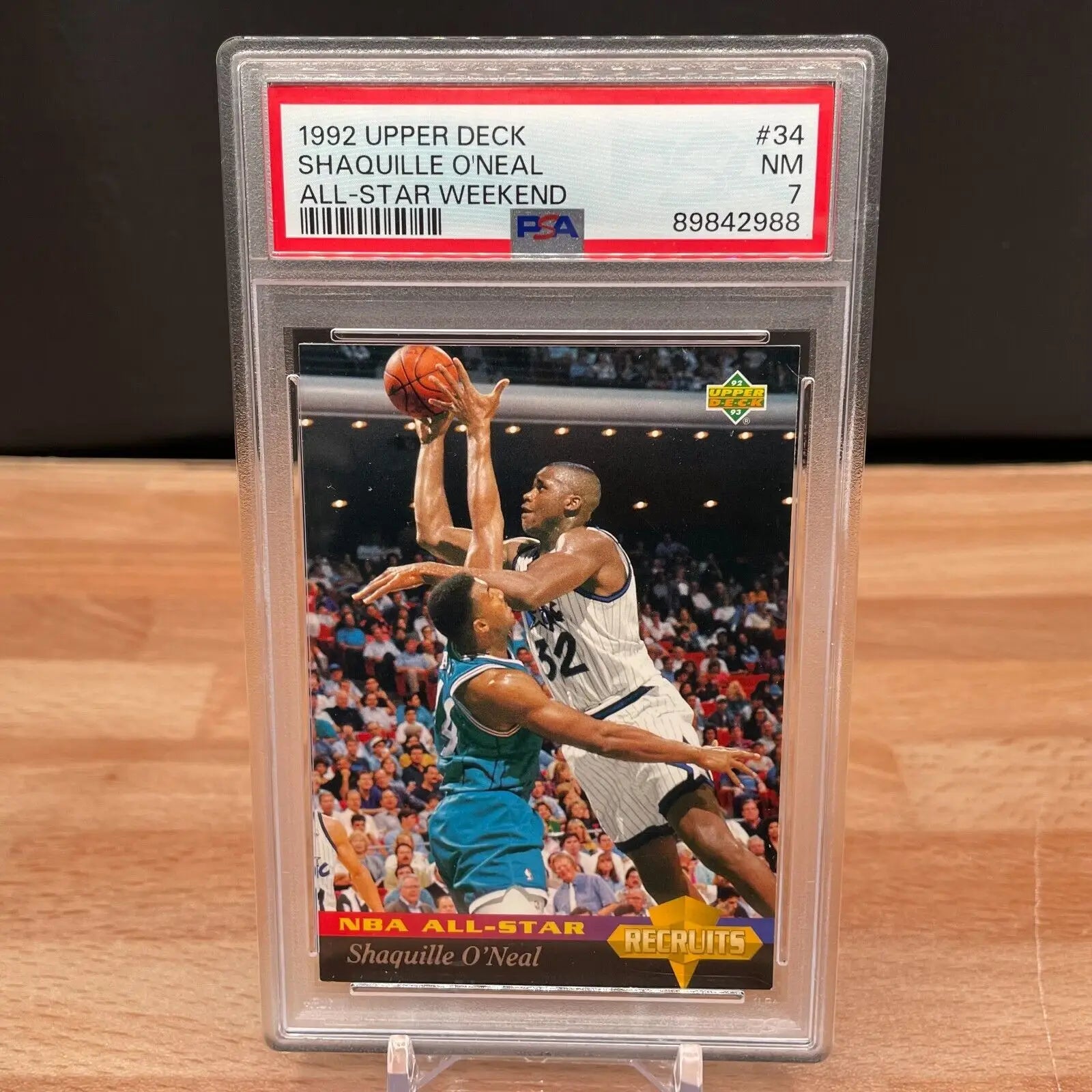 Graded Shaquille O’Neal basketball card from 1992 Upper Deck Star Weekend PSA 7