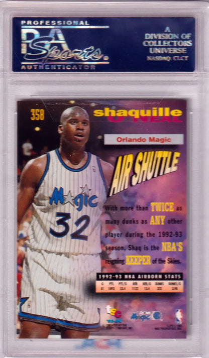 Shaquille O’Neal basketball card from Stadium Club Shaquille 1993 PSA 10 Gem Mint