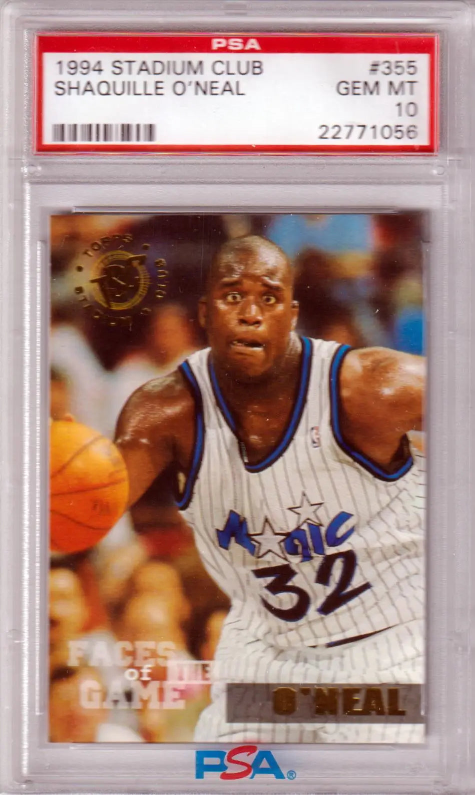Shaquille ONeal basketball card from Stadium Club Faces 1994-95, PSA 10 GEM MINT