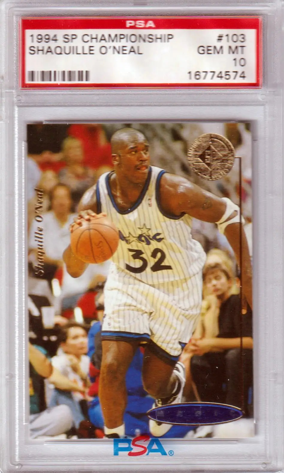 Shaquille O’Neal basketball card from 1994 Upper Deck SP Championship series