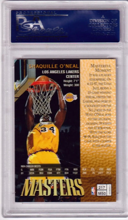 Shaquille O Neal Topps Finest Masters basketball card in protective case, PSA 10 GEM MINT