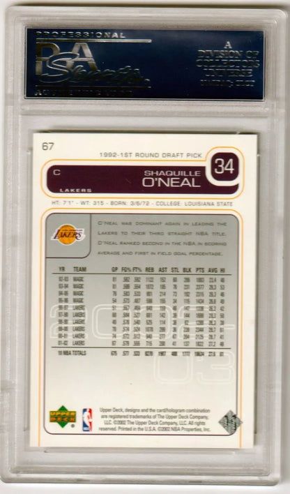 Shaquille O’Neal basketball card from Columbia Hobby, graded PSA 10 GEM MINT