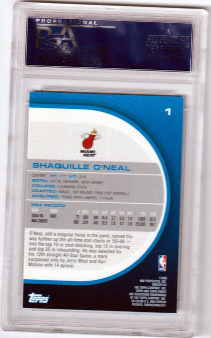 Graded Shaquille O’Neal PSA Topps Finest basketball card from 2005-06 Lakers collection
