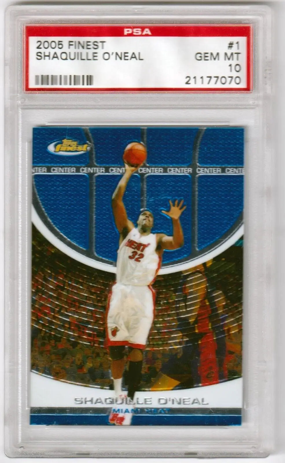 Graded Shaquille O’Neal basketball card from Topps Finest PSA 10 GEM MINT LAKERS