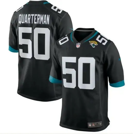 Black Jacksonville Jaguars Nike Game Jersey featuring Shaquille Quarterman 50 on back