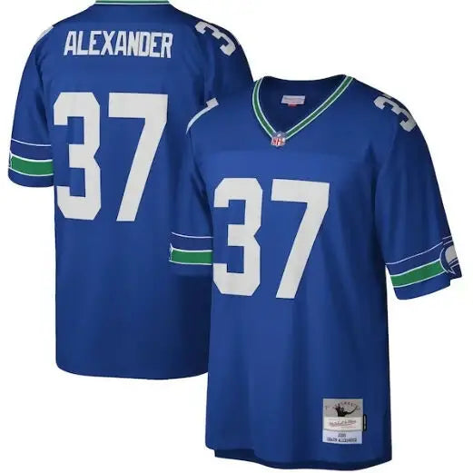 Blue Shaun Alexander Seattle Seahawks Legacy Replica Jersey with number 37 and name Alexander
