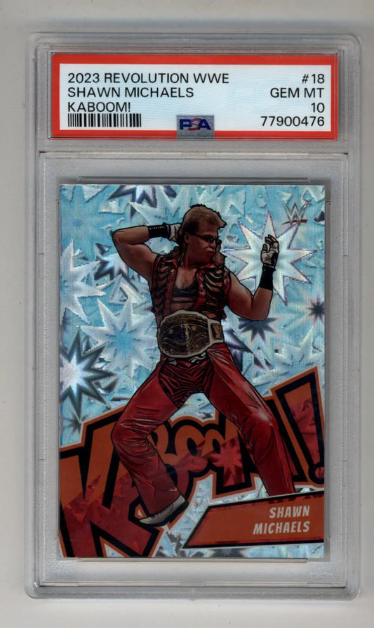 Graded Shawn Michaels wrestling card from Revolution WWE Kaboom series in PSA 10 Gem Mint