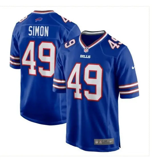 Blue Buffalo Bills Nike Game Jersey with number 49 displayed in Royal color