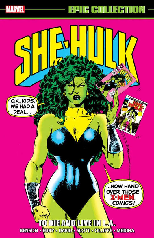 She-Hulk Epic Collection: To Die And Live In L.A. comic cover featuring Sensational She-Hulk and Doc Samson