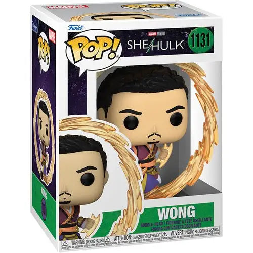 Wong Funko Pop figure from She-Hulk with glowing magical energy effects