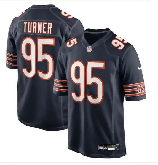 Dark blue Shemar Turner Chicago Bears Nike Game Jersey with number 95 and TURNER on back