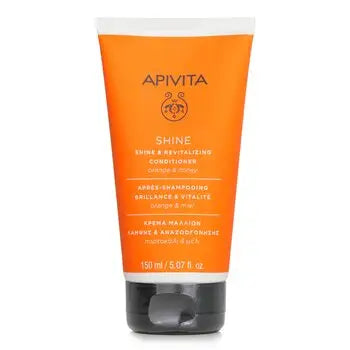 Orange and black tube of Apivita Shine & Revitalizing Conditioner with Honey 150ml for all hair types