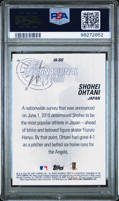 Shohei Ohtani 2018 Topps Chrome Update International Affair PSA 10 Gem Mint 2852 - Singles