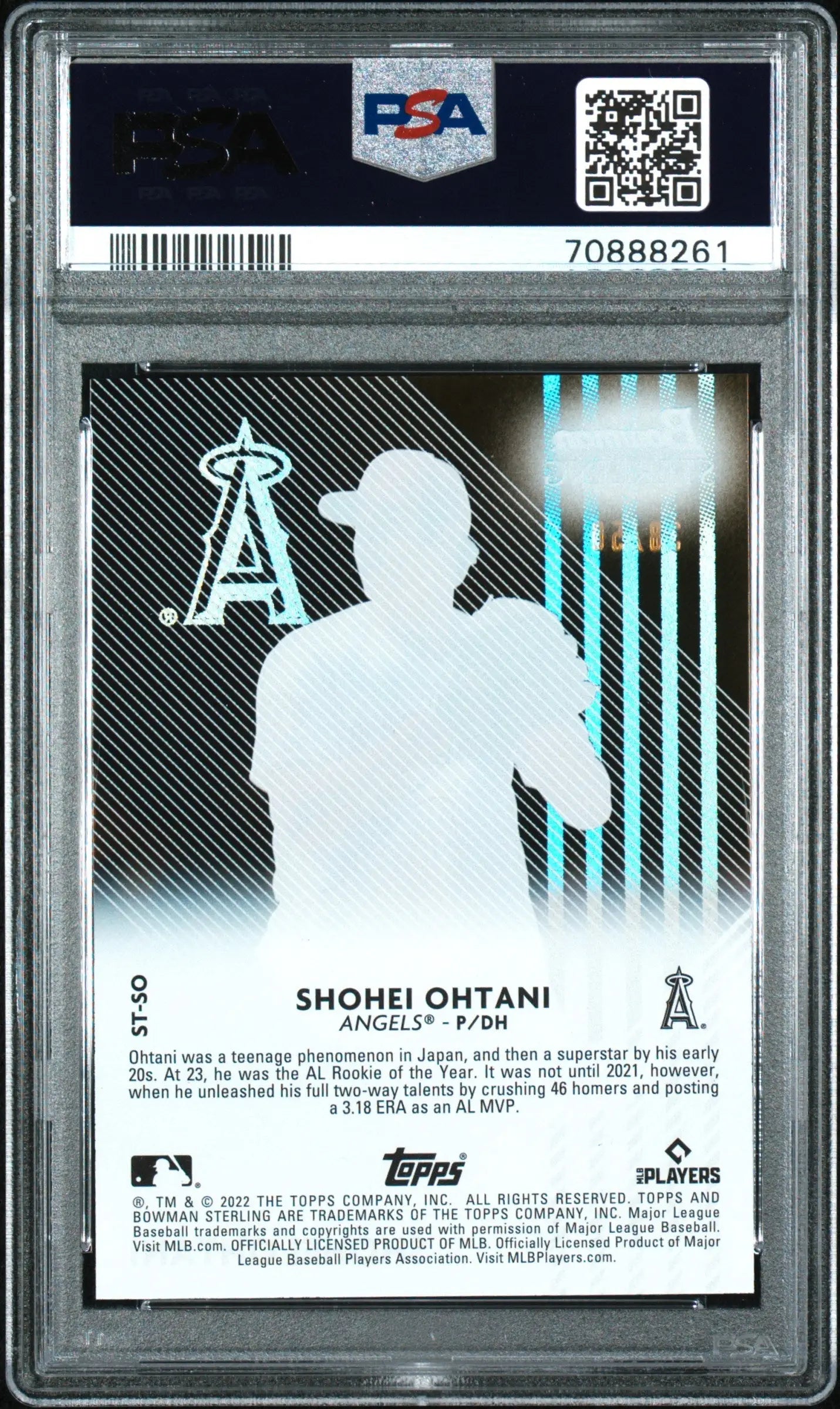 PSA-graded Shohei Ohtani 2022 Bowman Sterling Tek Gold Refractor card