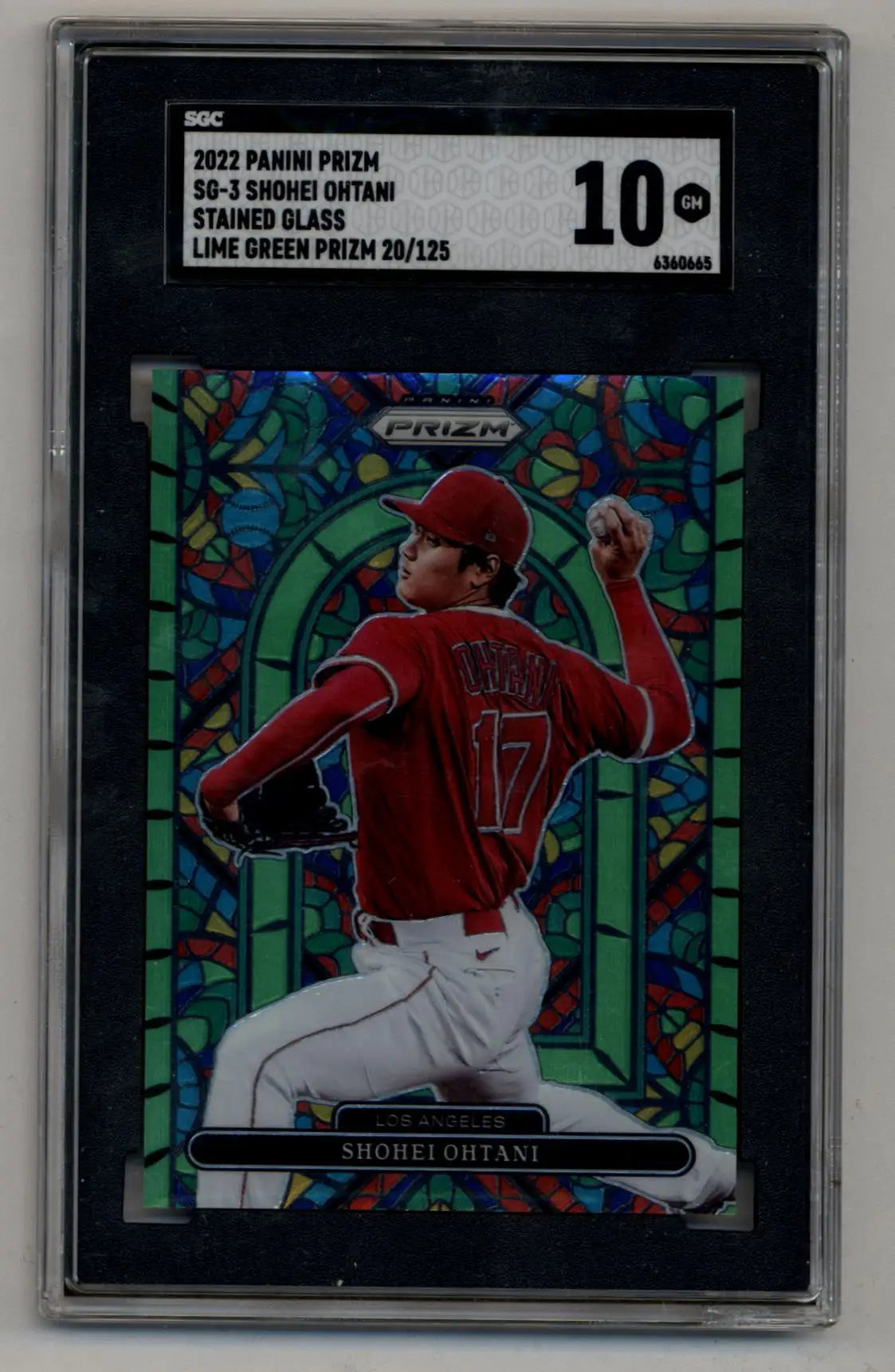 Shohei Ohtani 2022 Prizm Stained Glass Lime Green baseball card SGC 10 Gem Mint