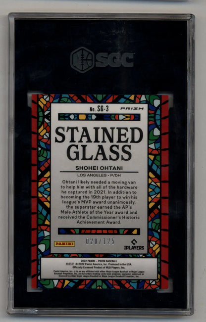 Shohei Ohtani Prizm Stained Glass Lime Green baseball card 20/125 SGC 10 Gem Mint