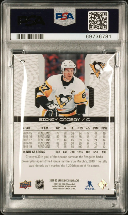 Sidney Crosby 2019 Upper Deck Buybacks #196/199 PSA 10 Gem Mint - Singles