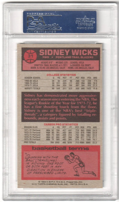Sidney Wicks basketball card from Topps Sidney Wicks 1976-77 Trail Blazers set