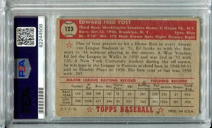 Graded Eddie Yost baseball card from 1952 Topps for Washington Senators trading cards