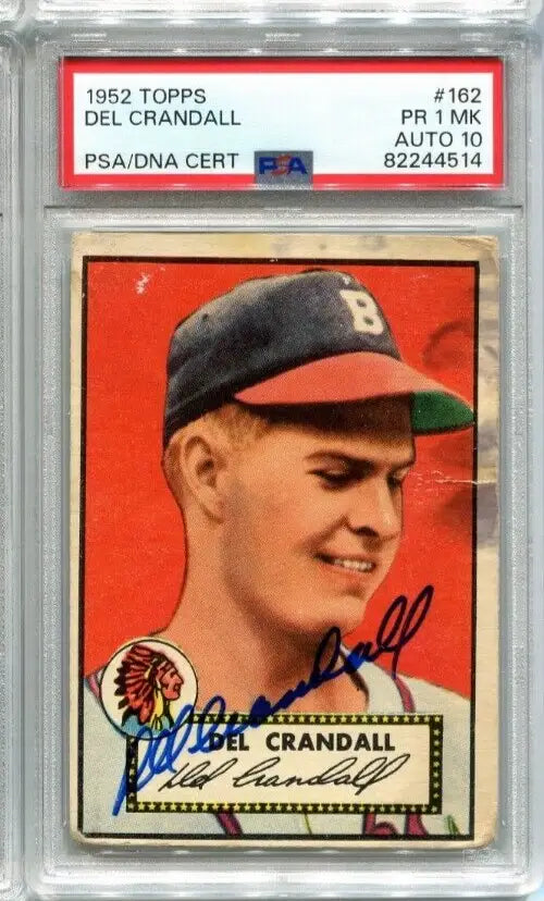 Signed 1952 Topps Del Crandall Baseball Card PSA 1 DNA Gem Mint 10 Auto Braves Trading Cards