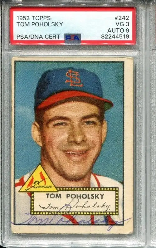 Graded Tom Poholsky baseball card from 1952 Topps with DNA MINT authentication for trading cards