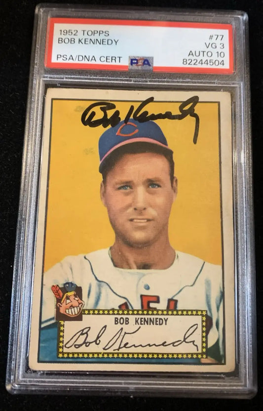Graded 1952 Topps Bob Kennedy Autograph Trading Card PSA 3 for Cleveland Indians fans
