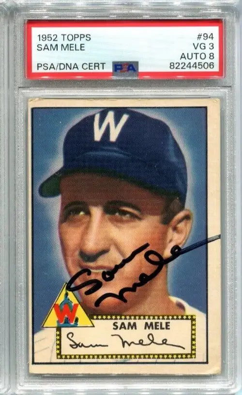 Graded Signed 1952 Topps Sam Mele Baseball Card Autographed by Washington Senators Star