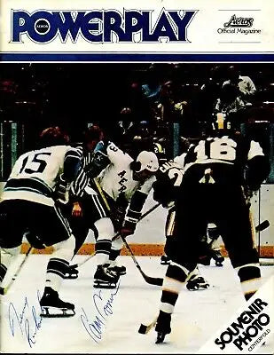 Signed 1976-77 Powerplay Houston Aeros WHA Program featuring Terry Ruskowski and Cam Connor