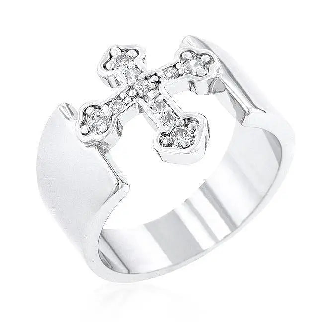 Silver Cross Band - Rings