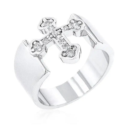Silver Cross Band - Rings