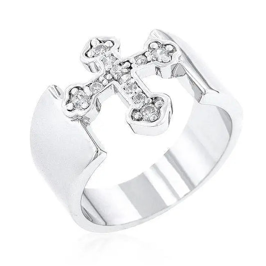 Silver Cross Band - Rings