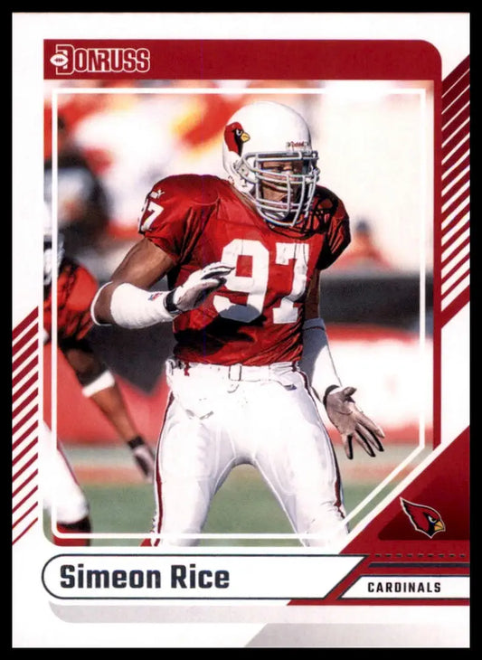 Football trading card featuring Simeon Rice in Arizona Cardinals uniform for 2024 Donruss