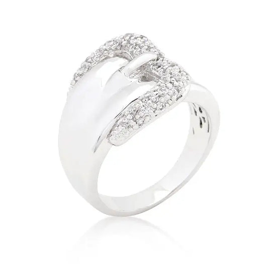 Simple Cubic Zirconia Belt Ring - Rings