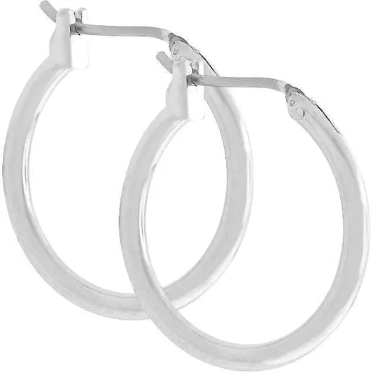Simple Silvertone Hoop Earrings - Earrings