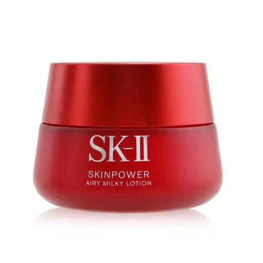 Red jar of SK-II SKINPOWER Airy Milky Lotion 80g/2.7oz for radiant skin