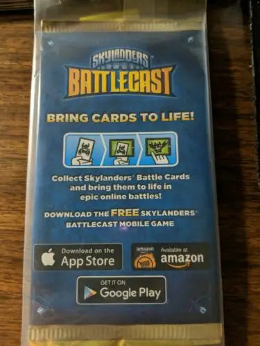 Skylanders Battlecast card pack in original gloss with penny sleeve for General Mills Cereal Promo