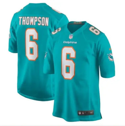 Turquoise Skylar Thompson Miami Dolphins Nike Team Game Jersey with number 6 and name Thompson