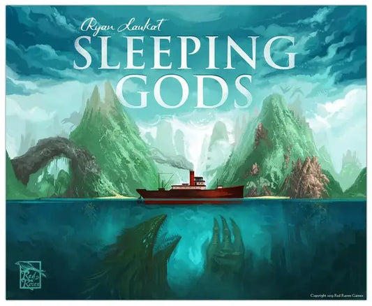 Sleeping Gods board game cover art depicting an epic adventure to return home