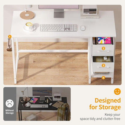 Small Computer Desk with Drawers for Home Office-3