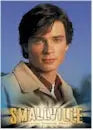 Promotional poster for Smallville Season 1 P-2 trading card with young man on blue background