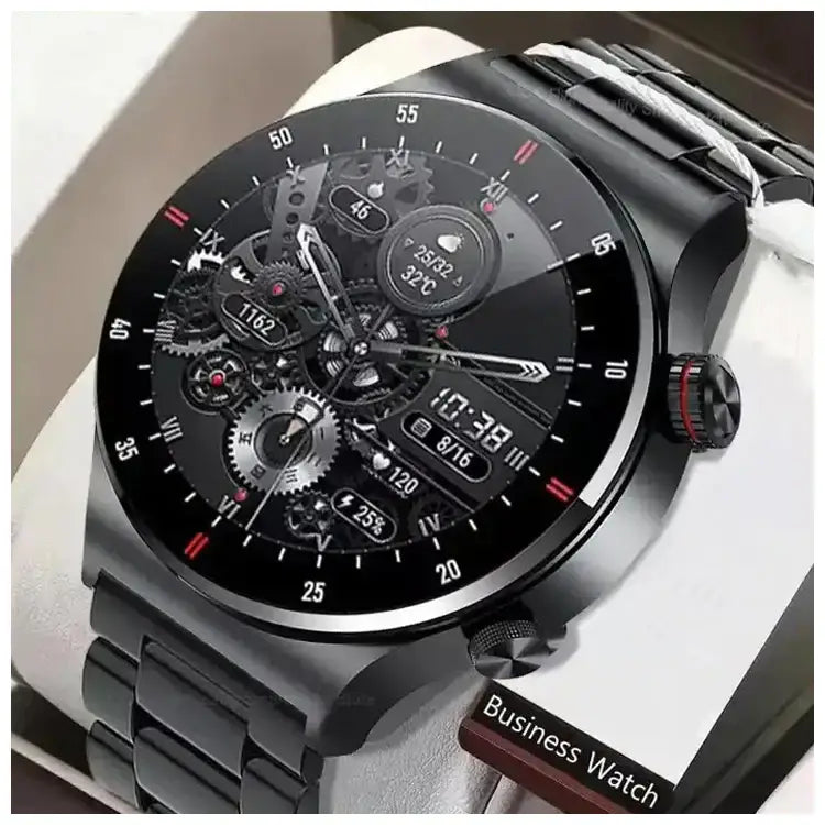 Black Smartwatch BW0382 with metallic band and full touch screen for sports fitness