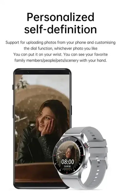 Silver smartwatch BW0382 with touch screen and personalized photo watch face
