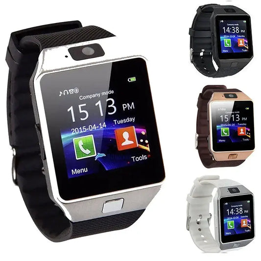 High quality DZ09 smartwatch with camera, multiple apps, available in black, rose gold, white, supports SIM TF card