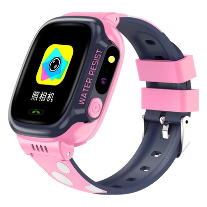 Pink and dark blue smartwatch mobile phone for kids with camera and anti-lost wristband
