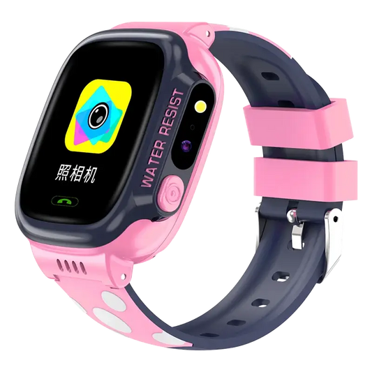 Pink and dark blue smartwatch mobile phone for kids with camera and anti-lost wristband