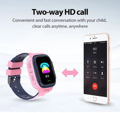 Pink children’s smartwatch mobile phone with call function, camera, sim card, anti-lost wristband