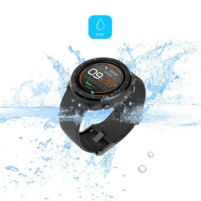Water-resistant black Smartwatch XW100 with digital display measuring blood pressure and heart rate, 373px height, width 373px height