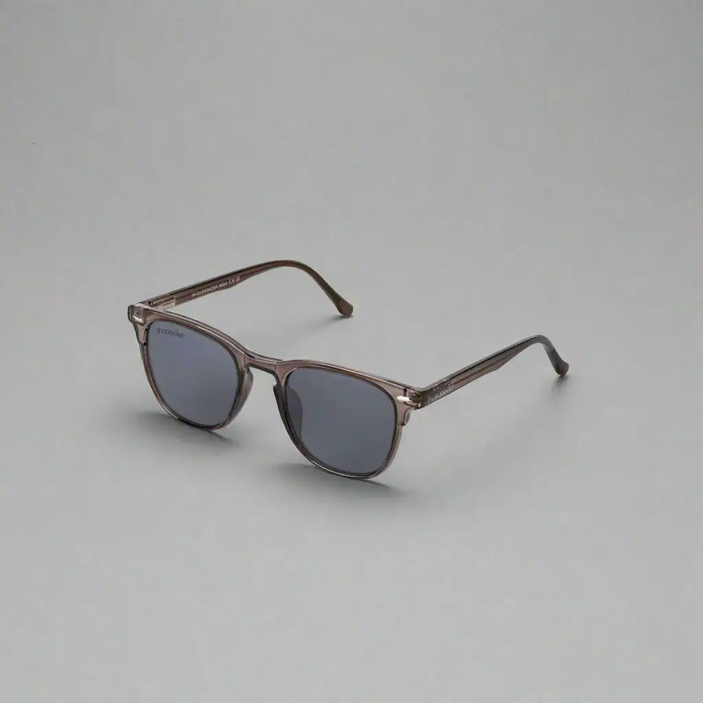 Brown translucent plastic sunglasses with dark lenses from Smooder Sunglasses Sonora_X020