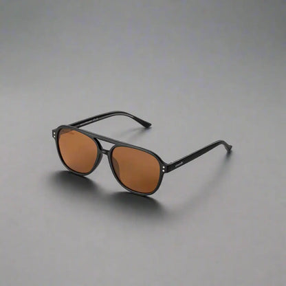Black aviator sunglasses with brown lenses from Smooder Sunglasses Piper_X017